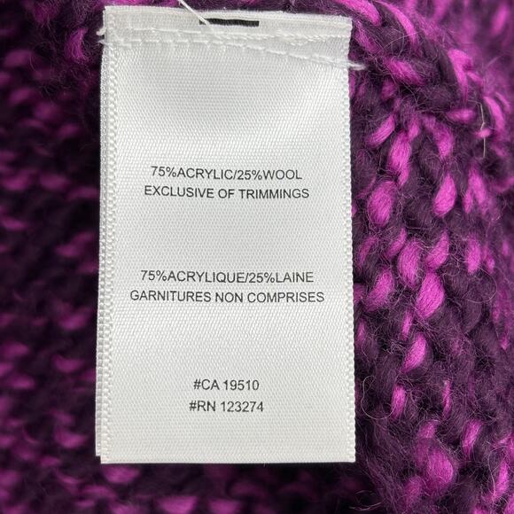 Lole Cardigan Sweater Womens Size M Purple Wool Blend Full Zip Fuzzy Knit - Picture 13 of 14